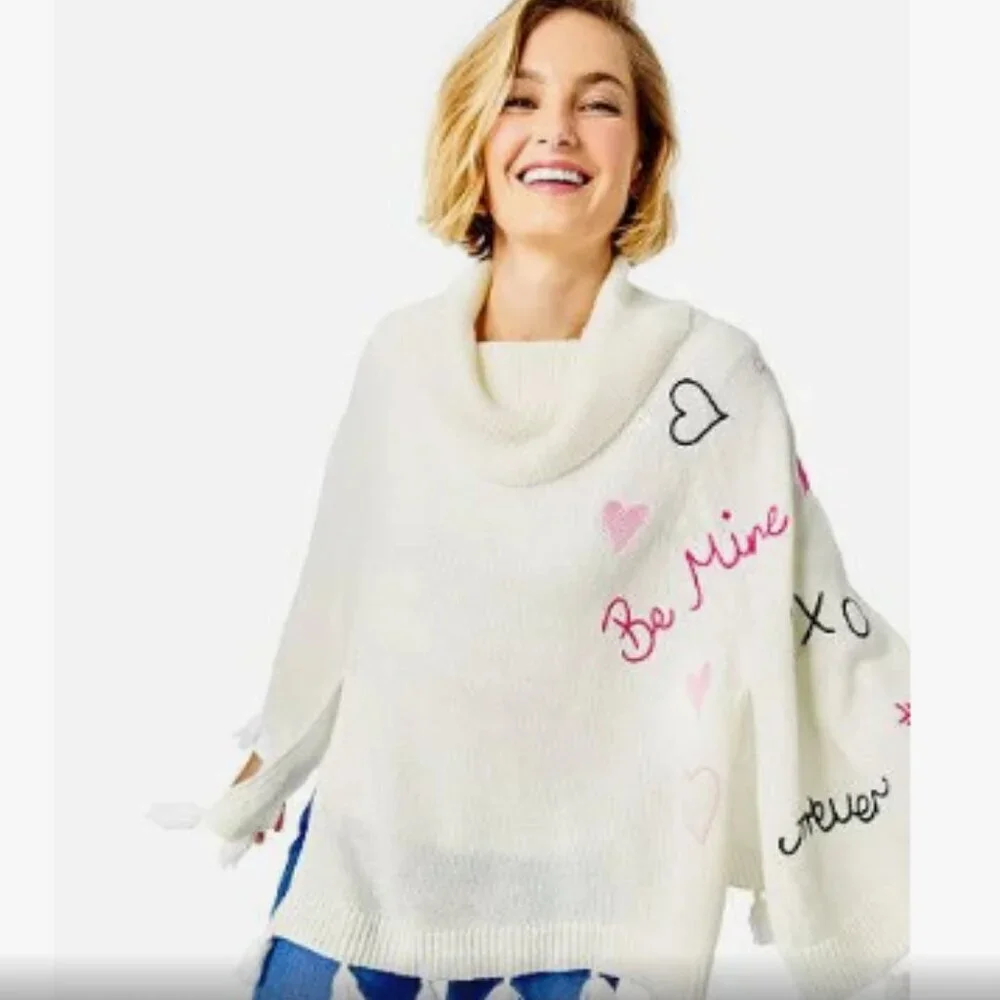 Lilly Pulitzer Kip Wrap Poncho Coconut Love Toss small/medium - Picture 2 of 10